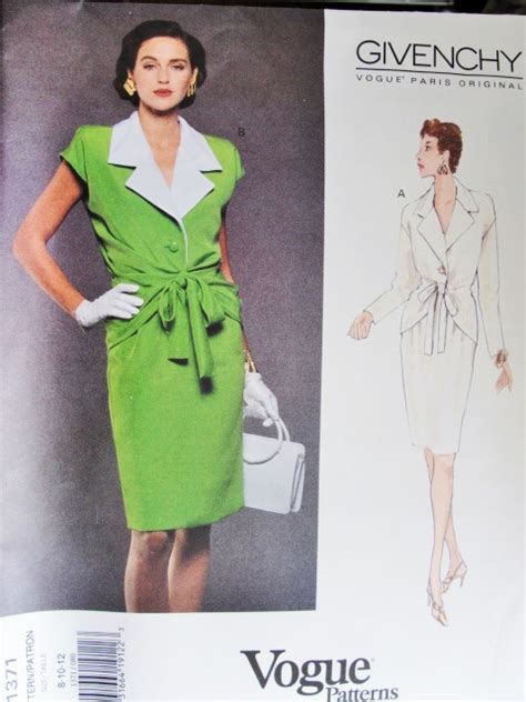 Vogue Paris Givenchy 1371 Sewing Pattern, Dress Size 8